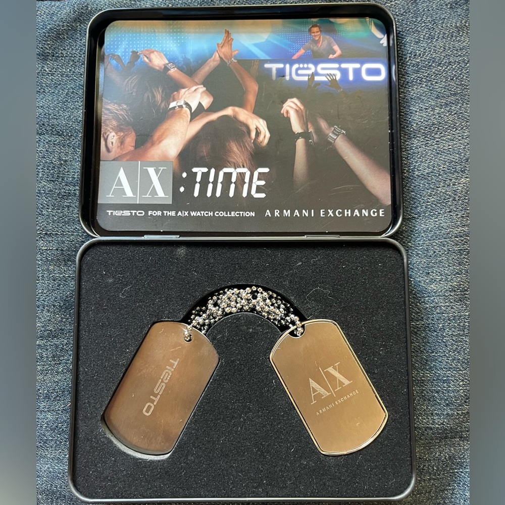 Limited Edition Armani Exchange + Tiesto Dog Tags w/1 Gig USB Flash Drive